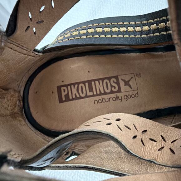 Pikolinos Java Sandals Womens 7 Gladiator Heel Leather Black Boho Ankle Zip 37 - Picture 7 of 10